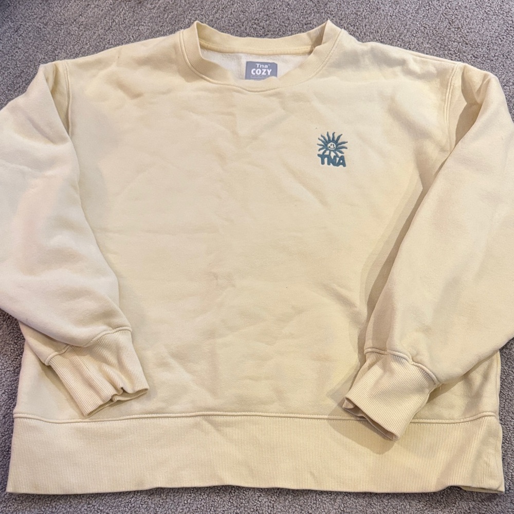 TNA Butter Yellow Crewneck Sweater